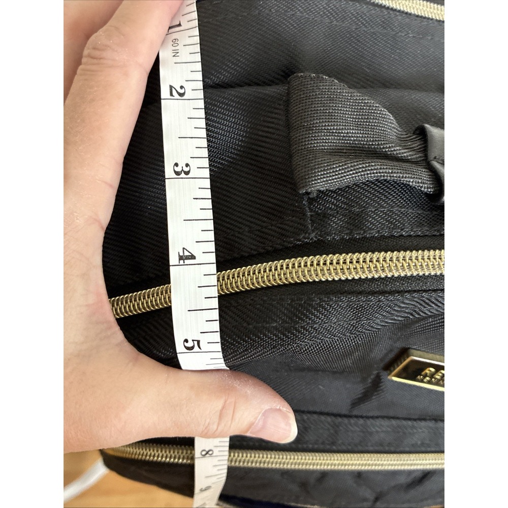 Kenneth Cole Reaction Backpack Black Nylon Chevron Quilted Gold Hardware Zipper - Picture 5 of 14
